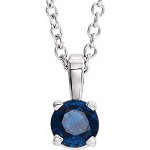 Lab-Grown Blue Sapphire Birthstone Necklace