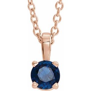 Lab-Grown Blue Sapphire Birthstone Necklace