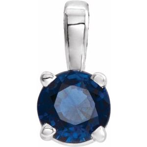 Lab-Grown Blue Sapphire Birthstone Pendant