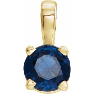 Lab-Grown Blue Sapphire Birthstone Pendant