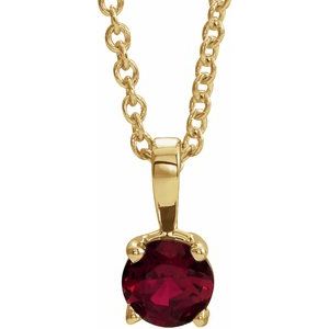 14K Yellow 4 mm Lab-Grown Ruby 16-18″ Necklace