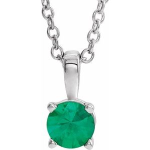 Natural Emerald Birthstone Necklace