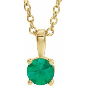 14K Yellow 4 mm Lab-Grown Emerald 16-18″ Necklace