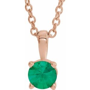 Natural Emerald Birthstone Necklace