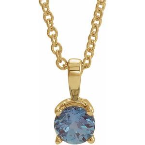 14K Yellow 6 mm Lab-Grown Alexandrite 16-18″ Necklace