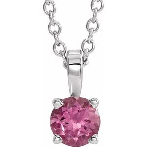 Imitation Pink Tourmaline Birthstone Necklace