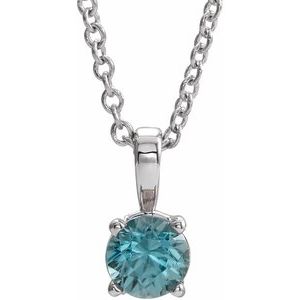 Imitation Blue Zircon Birthstone Necklace