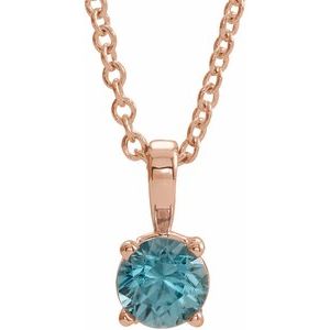 Natural Blue Zircon Birthstone Necklace