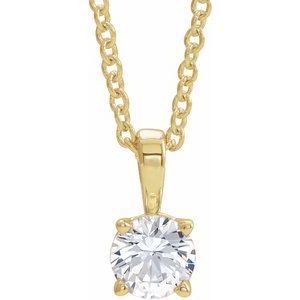 14K Yellow 6 mm Natural White Sapphire 16-18″ Necklace