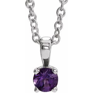 Sterling Silver 6 mm Imitation Amethyst 16-18″ Necklace