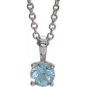 Natural Aqua Birthstone Necklace