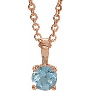 Natural Aqua Birthstone Necklace