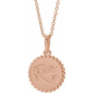 14K Rose Eye of Horus 16-18″ Necklace