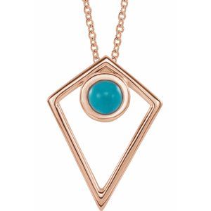 Natural Cabochon Turquoise Pyramid Necklace