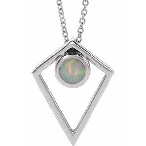 Natural Cabochon Opal Pyramid Necklace