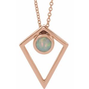 Natural Cabochon Opal Pyramid Necklace