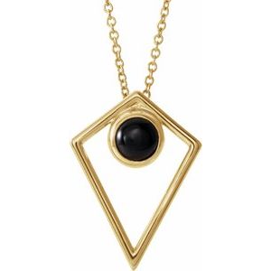 Natural Cabochon Onyx Pyramid Necklace