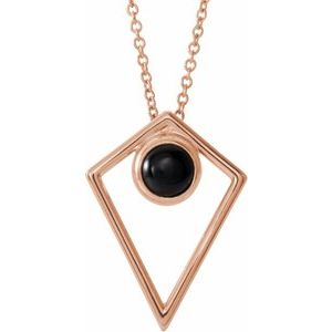 Natural Cabochon Onyx Pyramid Necklace