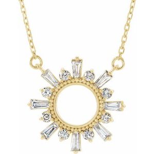 3/8 Ctw Natural Diamond Circle Baguette Necklace