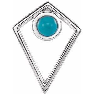 Sterling Silver Natural Turquoise Cabochon Pyramid Pendant