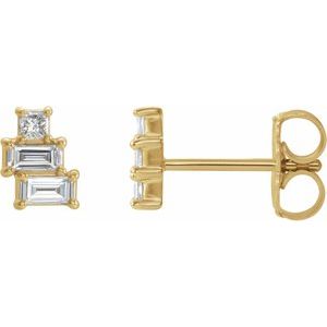 1/4 Ctw Natural Diamond Geometric Cluster Earrings