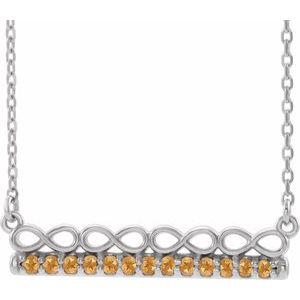 Platinum Natural Citrine Infinity-Inspired Bar 16″ Necklace