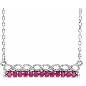 Platinum Natural Ruby Infinity-Inspired Bar 16″ Necklace