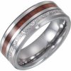 Tungsten Band with Imitation Meteorite & Acacia Wood Inlay Size 10