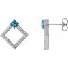 14K White Natural Aquamarine & 1/3 CTW Natural Diamond Earrings