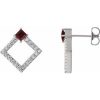 Natural Mozambique Garnet And 1/3 Ctw Natural Diamond Earrings