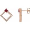 Natural Ruby And 1/3 Ctw Natural Diamond Earrings