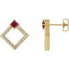 14K Yellow Natural Ruby & 1/3 CTW Natural Diamond Earrings