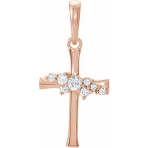 .06 Ctw Natural Diamond Cluster Cross Pendant