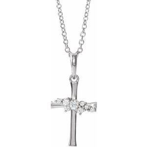 .06 Ctw Diamond Cluster Cross Necklace