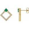 Natural Emerald And 1/3 Ctw Natural Diamond Earrings