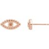 14K Rose 2 mm Round Accented Evil Eye Earring Mounting