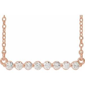 14K Rose 1/4 CTW Natural Diamond Bar 18″ Necklace