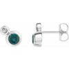 14K White 3 mm Lab-Grown Alexandrite & .03 CTW Natural Diamond Earrings