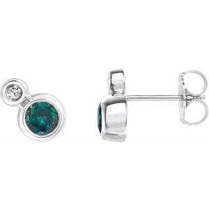 Lab-Grown Alexandrite And .03 Ctw Natural Diamond Earrings