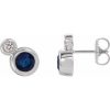 Sterling Silver 3 mm Natural Blue Sapphire & .03 CTW Natural Diamond Earrings