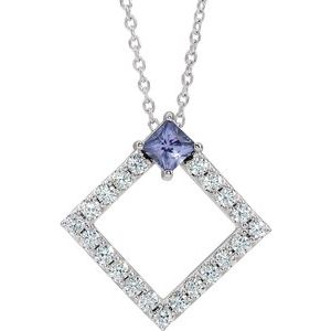 Natural Tanzanite And 3/8 Ctw Natural Diamond Necklace