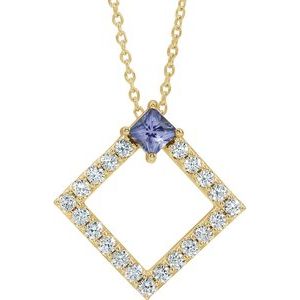 Natural Tanzanite And 3/8 Ctw Natural Diamond Necklace