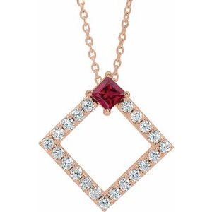 Natural Ruby And 3/8 Ctw Natural Diamond Necklace