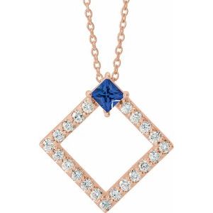 Natural Tanzanite And 3/8 Ctw Natural Diamond Necklace