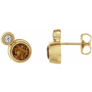 Natural Citrine And .03 Ctw Natural Diamond Earrings