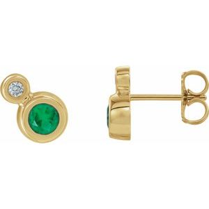 Natural Emerald And .06 Ctw Natural Diamond Earrings