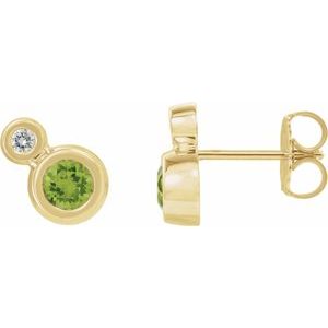 Natural Peridot And .03 Ctw Natural Diamond Earrings