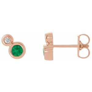 Natural Emerald And .03 Ctw Natural Diamond Earrings