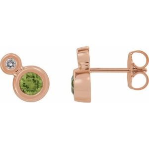 Natural Peridot And .03 Ctw Natural Diamond Earrings