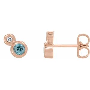 Natural Blue Zircon And .03 Ctw Natural Diamond Earrings